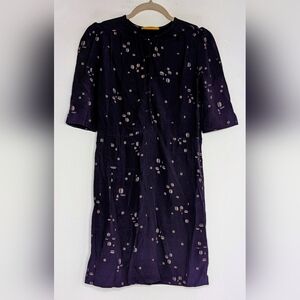 Purple Printed Midi Dress with Subtle Dot Motif